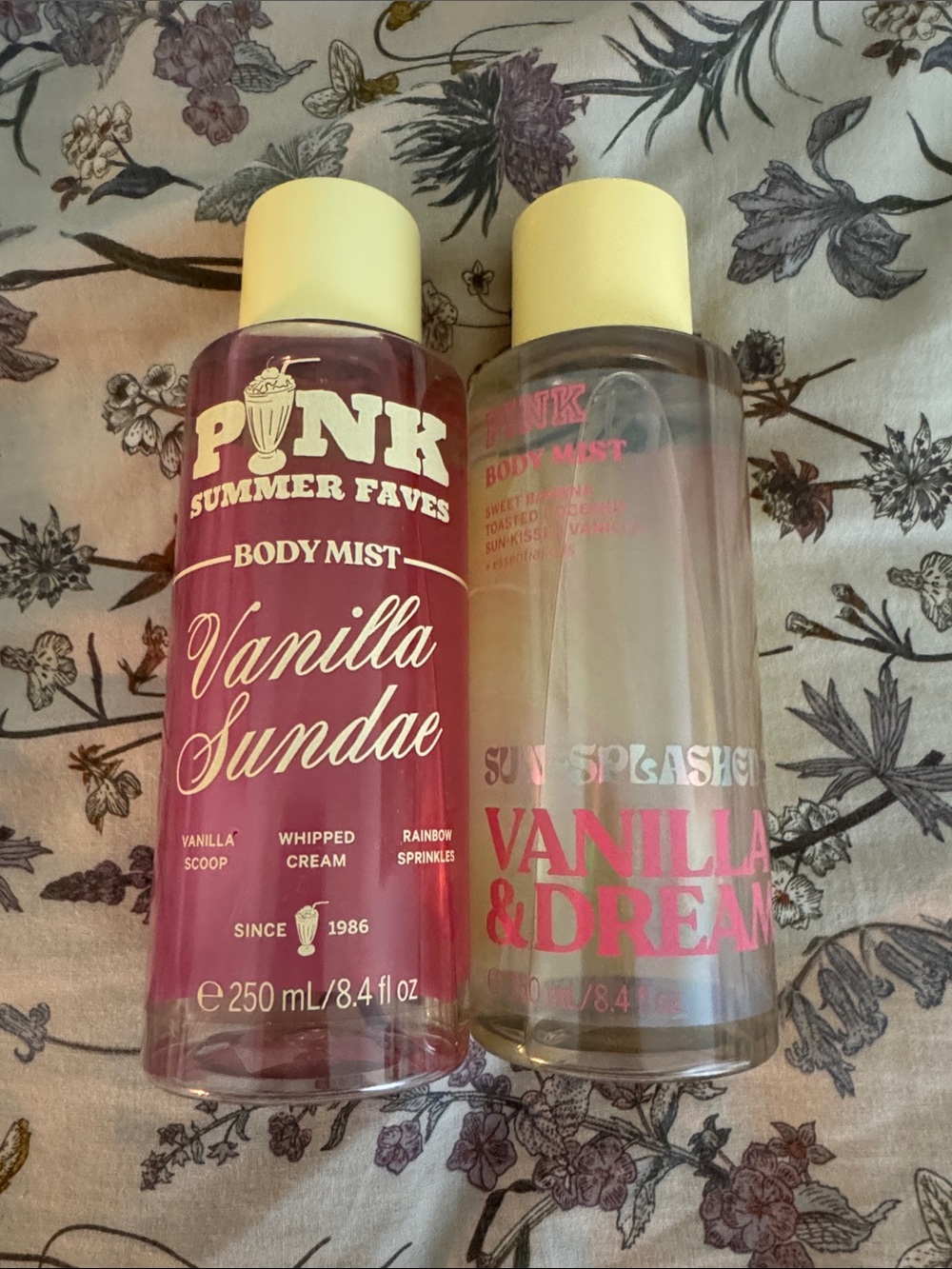 PINK Victoria's Secret Vanilla Sundae and sun splashed vanilla dream